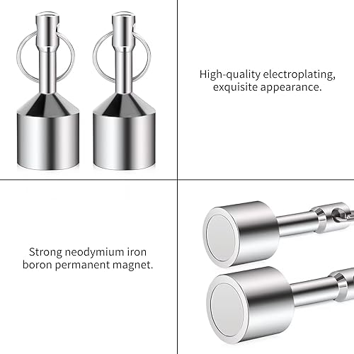 Miniatura 4 de BAYTORY Llavero magnético de 0.984 in para probar latón, imán de neodimio antioxidante con fuerte magnético de tierras raras, oro, plata, metales,