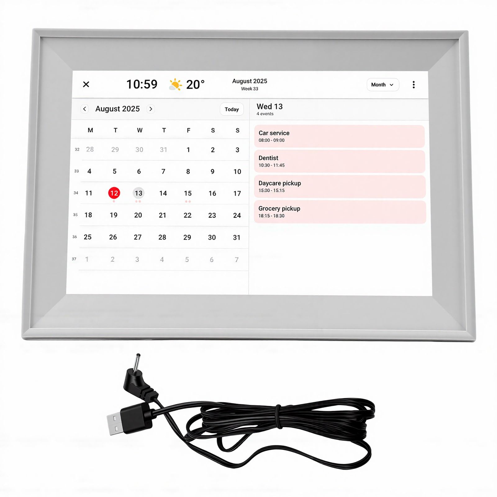 Aramox Touchscreen-Smart-Kalender, 10,1 Zoll Digitaler Familienplaner mit ABS-Gehäuse und IPS-LCD, WiFi-Synchronisierung Dual Touch 1280 X 800 für Zuhause, Küche, Büro, Wand oder Schreibtisch