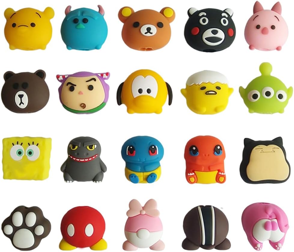 20 Pcs Cable Protector for iPhone/ipad USB Cable, Plastic Cable Protectors Cute Bear Dinosaur Animals Charging Cable Saver, Phone Accessory Protect USB Charger (Type A(20PCS)