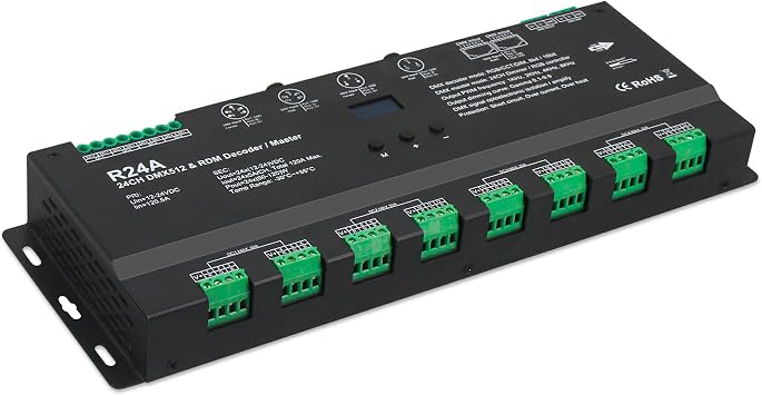 High Power Dmx Led Controller Led DMX 512 Decoder Dimmer Driver DC12V-24V for led rgb strip or lights 24 Channel RGB Updated
