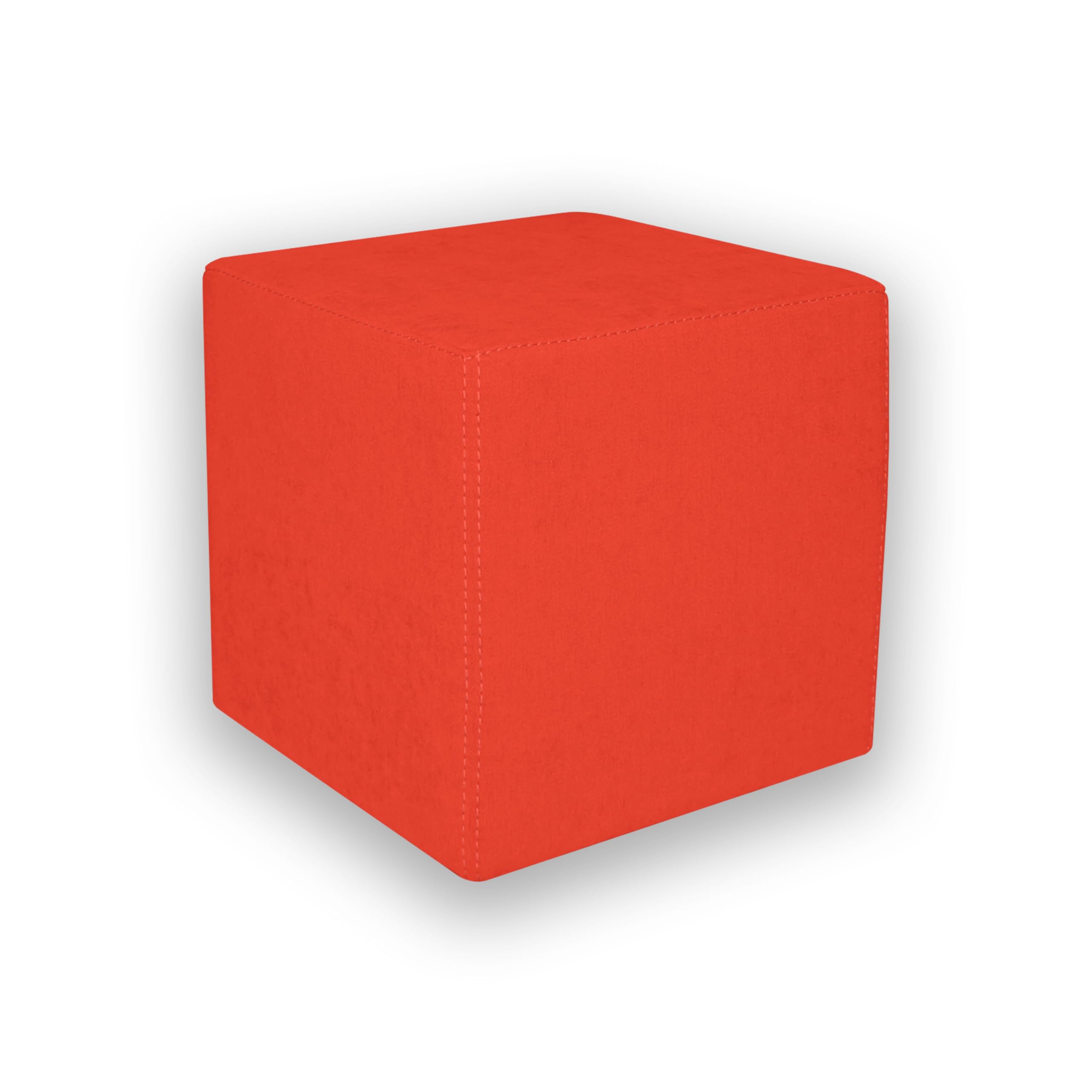 Betten-ABC KUBI Sitzhocker Sitzwürfel Bodenkissen Fußhocker 40x40x40 cm fünf Farben Wohnzimmer, Kinderzimmer, Gästezimmer oder Flur (Farbe: Rot-Orange)