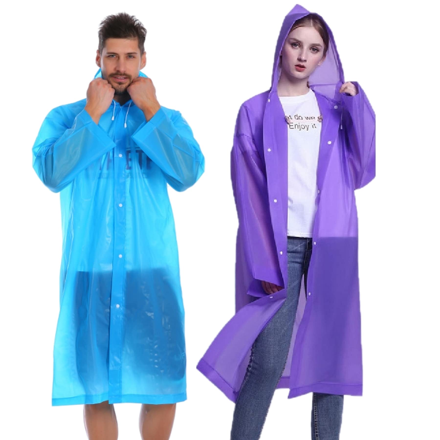 Rain Ponchos for Adults Reusable, 2-5 Pack Raincoat for Women Men, Waterproof Rain Coat Gear with Hood Drawstring