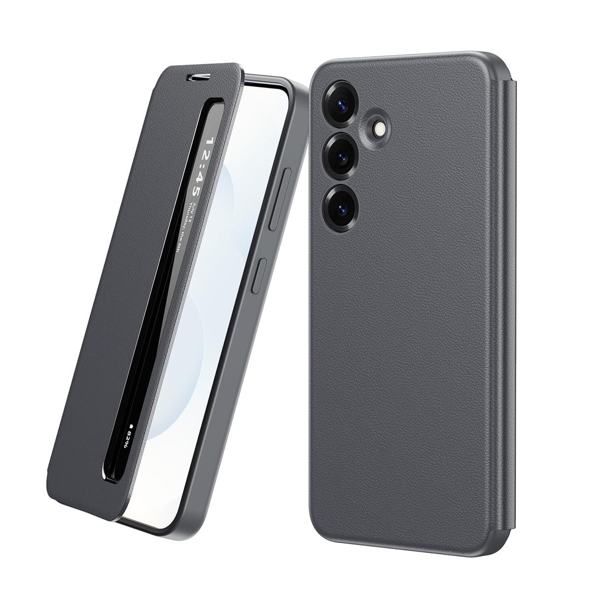 Étui Galaxy A55 cuir et PC rigide de luxe avec rabat fin