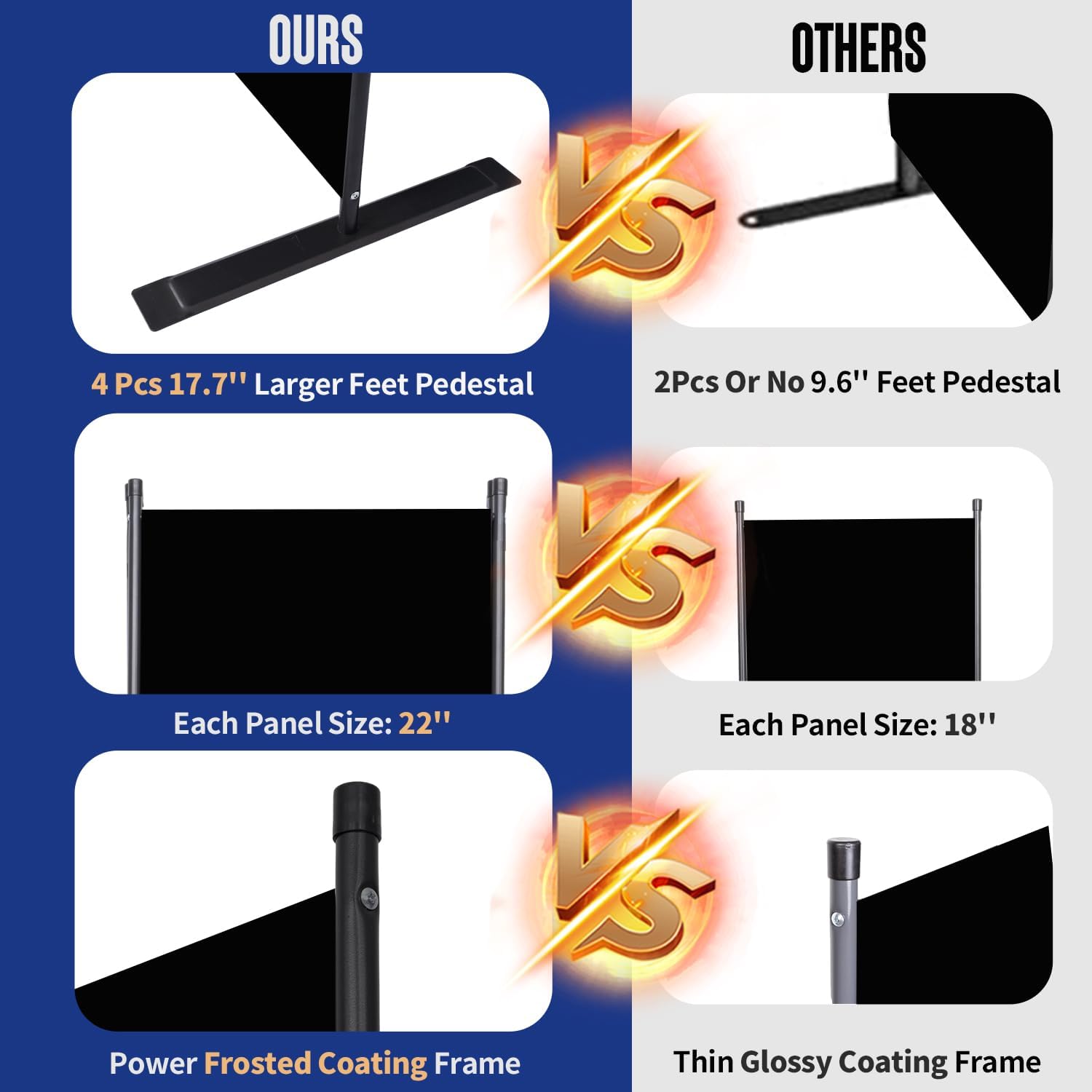 Room Divider and Folding Privacy Screens 6 Panel, 11 Ft Wide Room Partitions Dividers, Portable Room Divider Screen for Room Separtition, Folding Wall Dividers for Rooms, Office, Bedroom, Studio Black 132in-Large Metal Base Black