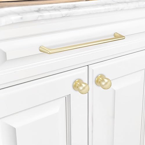 Miniatura 3 de Paquete de 10 manijas de gabinete de cocina de 7.5 pulgadas de latón cepillado, tiradores de cajón dorados, accesorios de cocina sólidos, manijas de