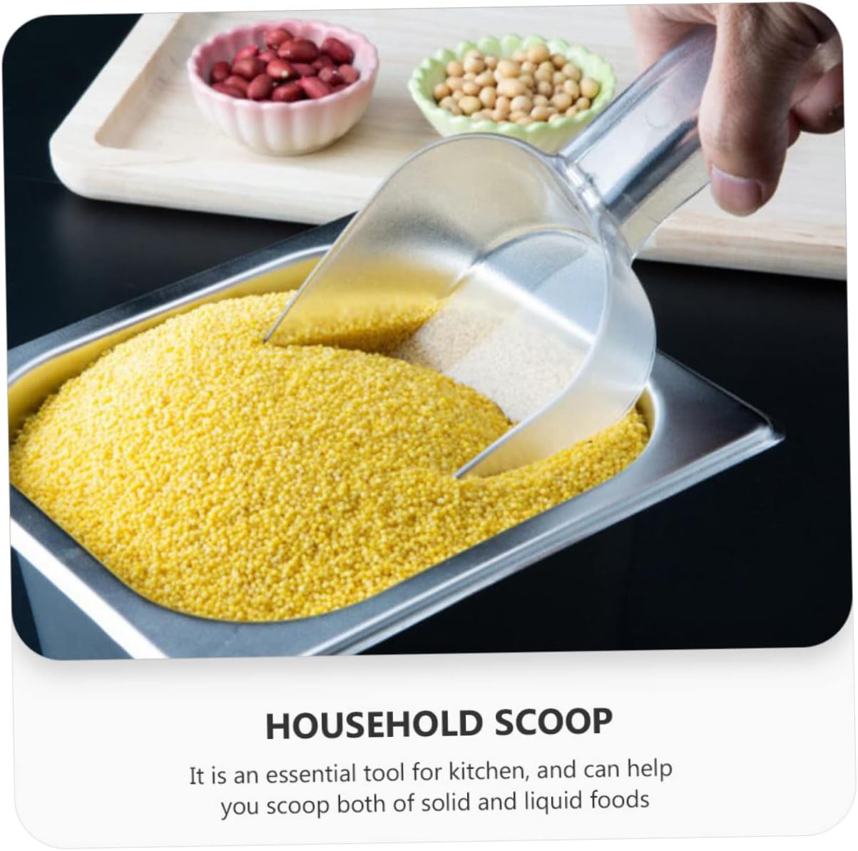 6-Piece Large PC Ice Cube Scoop Set Multi-Use Food Scoop for Ice Bucket and Kitchen Sturdy Plastic Shovel Wide Mouth Design