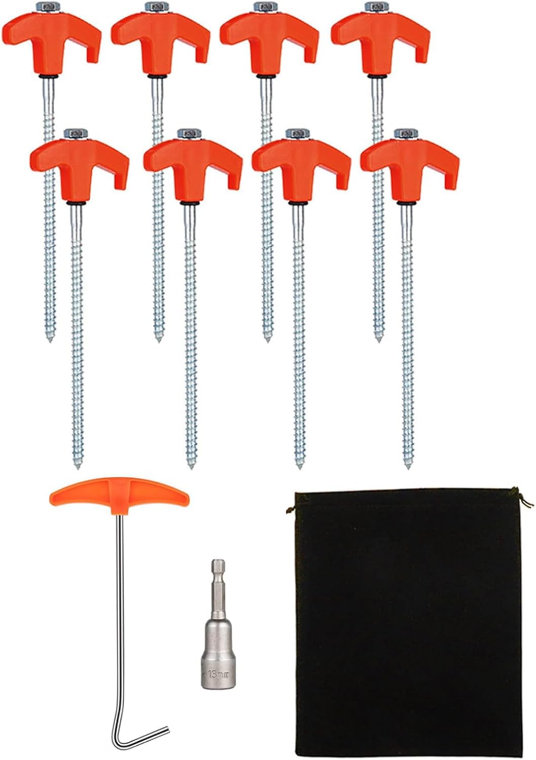 Camping Gear, 8Pcs Outdoor Tent Peg with Hexagon Socket Long Screw Thread Stakes Screw Canopies Stakes for Canopies, Campings, Hiking