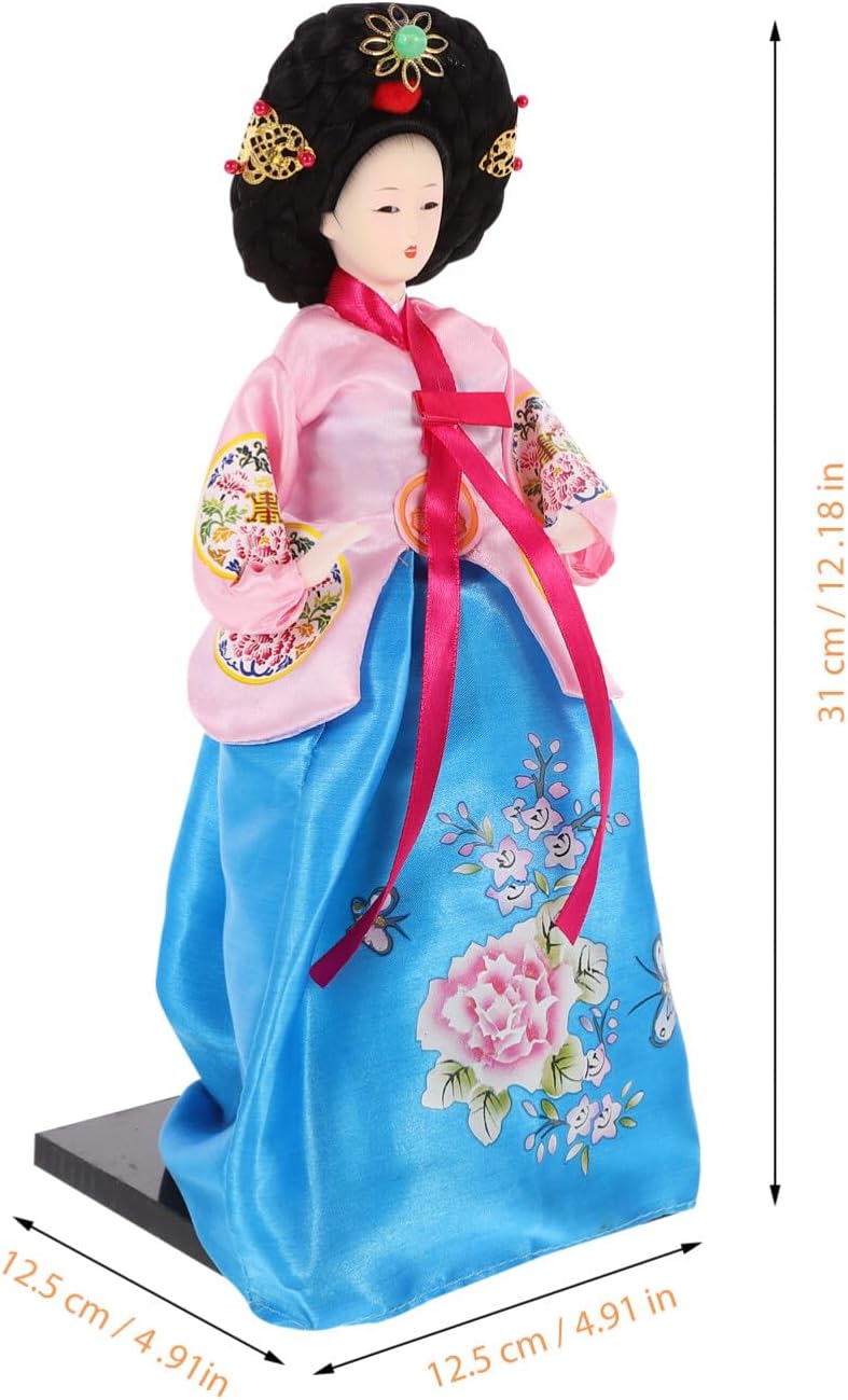 Korean Hanbok Doll Figurine Traditional Handicraft Decoration Adorable Korean Culture Accent for Home Restaurant Compact Detailed Design