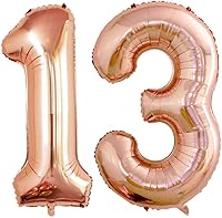 Vista 411 de GOER Globos con el número 80 para decoraciones de fiesta de cumpleaños número 80, globos de helio de aluminio jumbo de 42 pulgadas para 80 Oro rosa