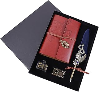 Caneta de pena e conjunto de tinta,ERYUE Caneta Pena e Conjunto de Tinta Caneta de Pena Retro Vintage Caligrafia Escrita Caneta Dip Caneta-tinteiro com Suporte para Caneta Notebook Presente de anivers