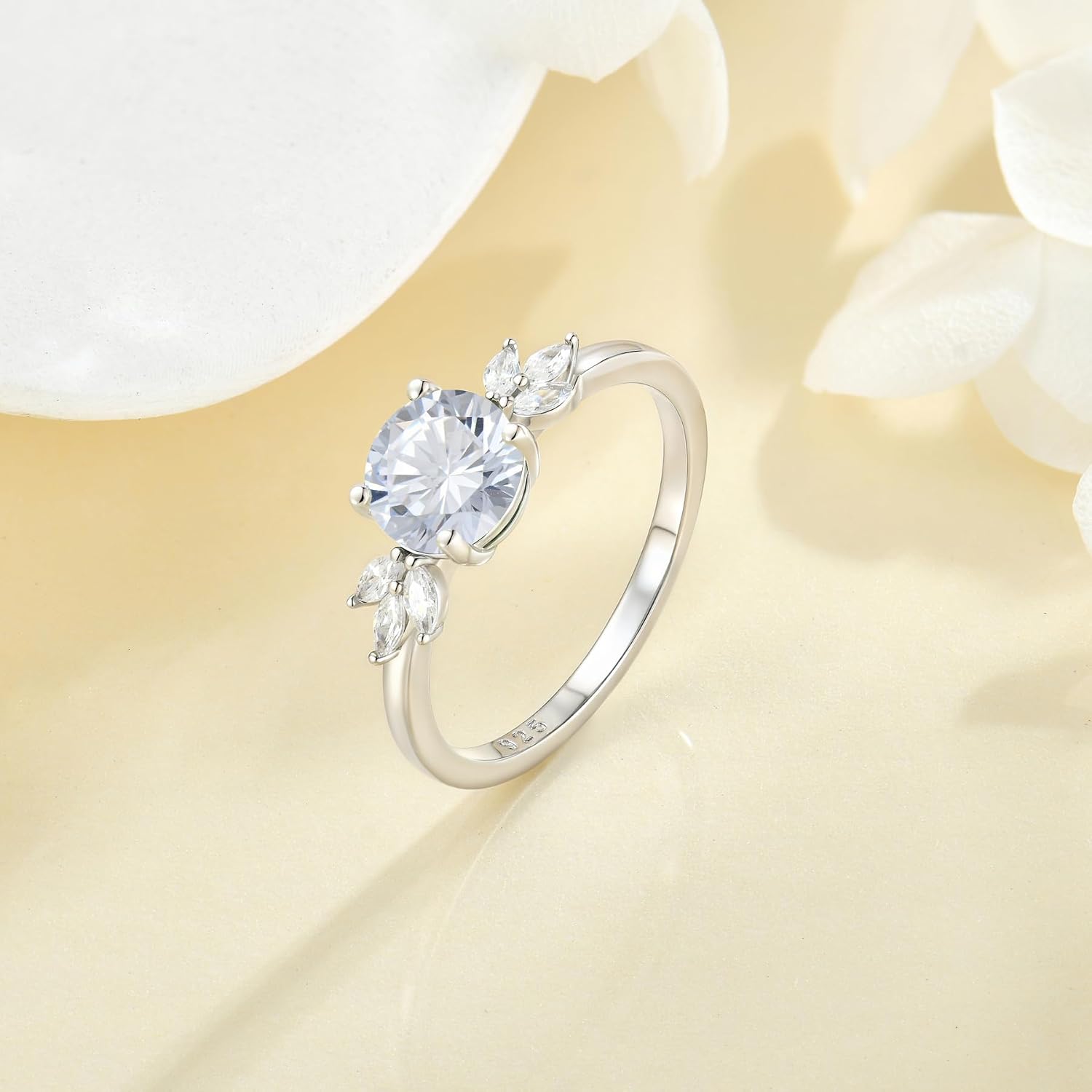 925 Sterling Silver Wedding Rings for Women Round Birthstone Promise Ring Engagement Eternity Band Ring for Her Size 5-10