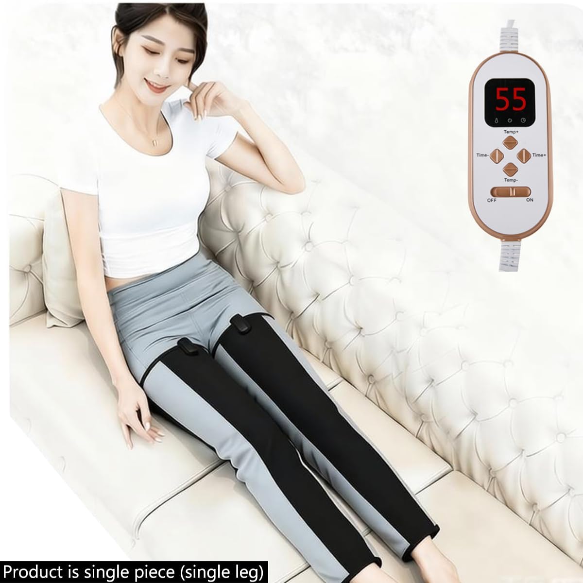 Leg Sculpting Machine Massager Heating Knee Calf Thigh Massage for Circulation and Pain Relief Anti Cellulite Removal for Legs Sculptor Leggings for Women Workout (Black Single)