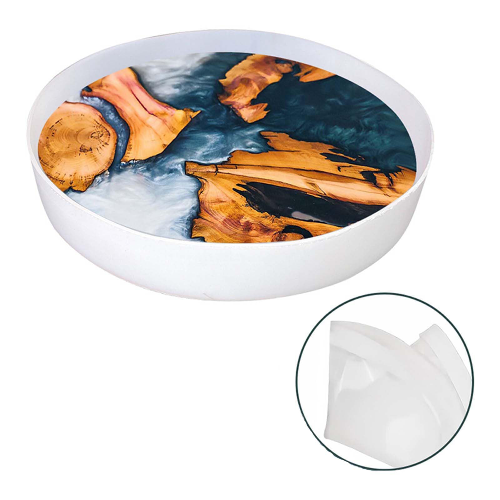 Moldes redondos de silicona para mesa de café y río con patas de mesa plegables, tablero de charcutería, decoración del hogar, molde de silicona de río de cristal