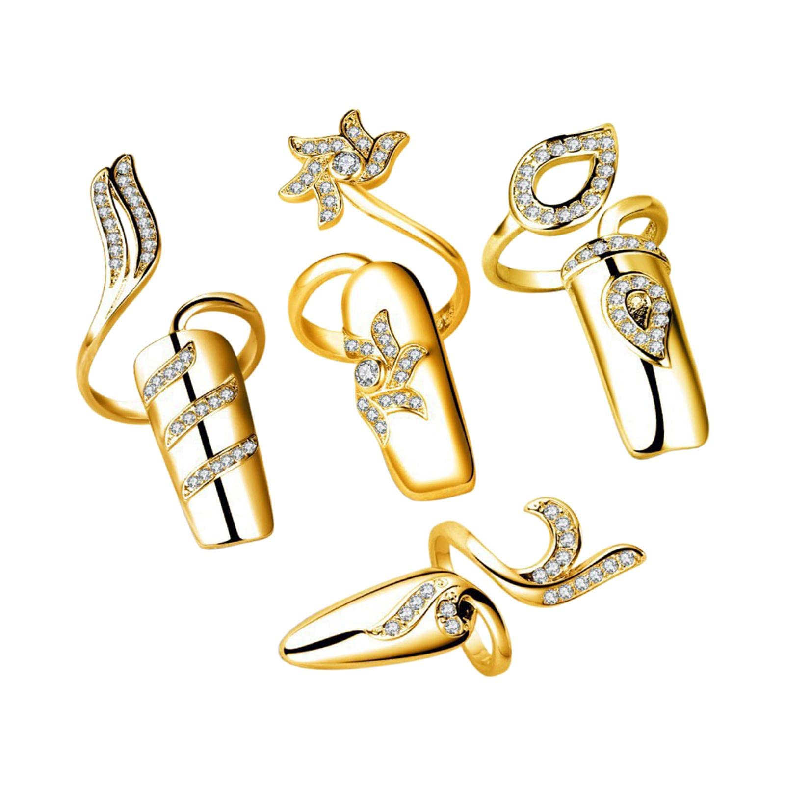 MYADDICTION Rhinestone Fingertip Opening Ring Adjustable Nail Guard Cover Rings Golden Jewelry & Watches | Fashion Jewelry | Womens Rings - Adjustable (B0BH4WBVY2) Amazon Price History, Amazon Price Tracker