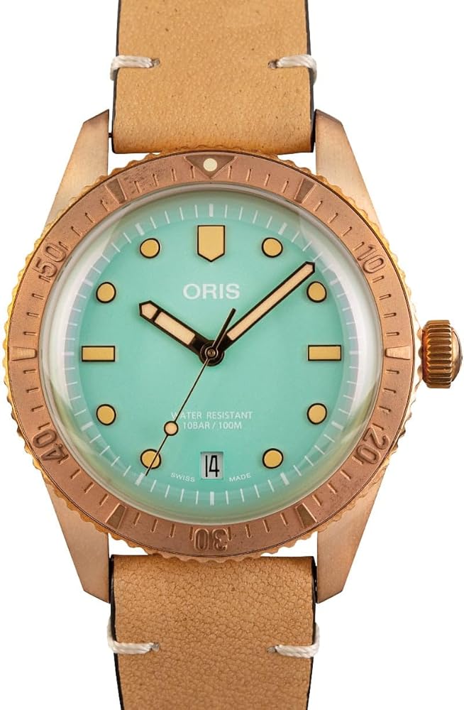 Amazon.com: Oris Divers Sixty-Five Bronze Green Dial on Leather