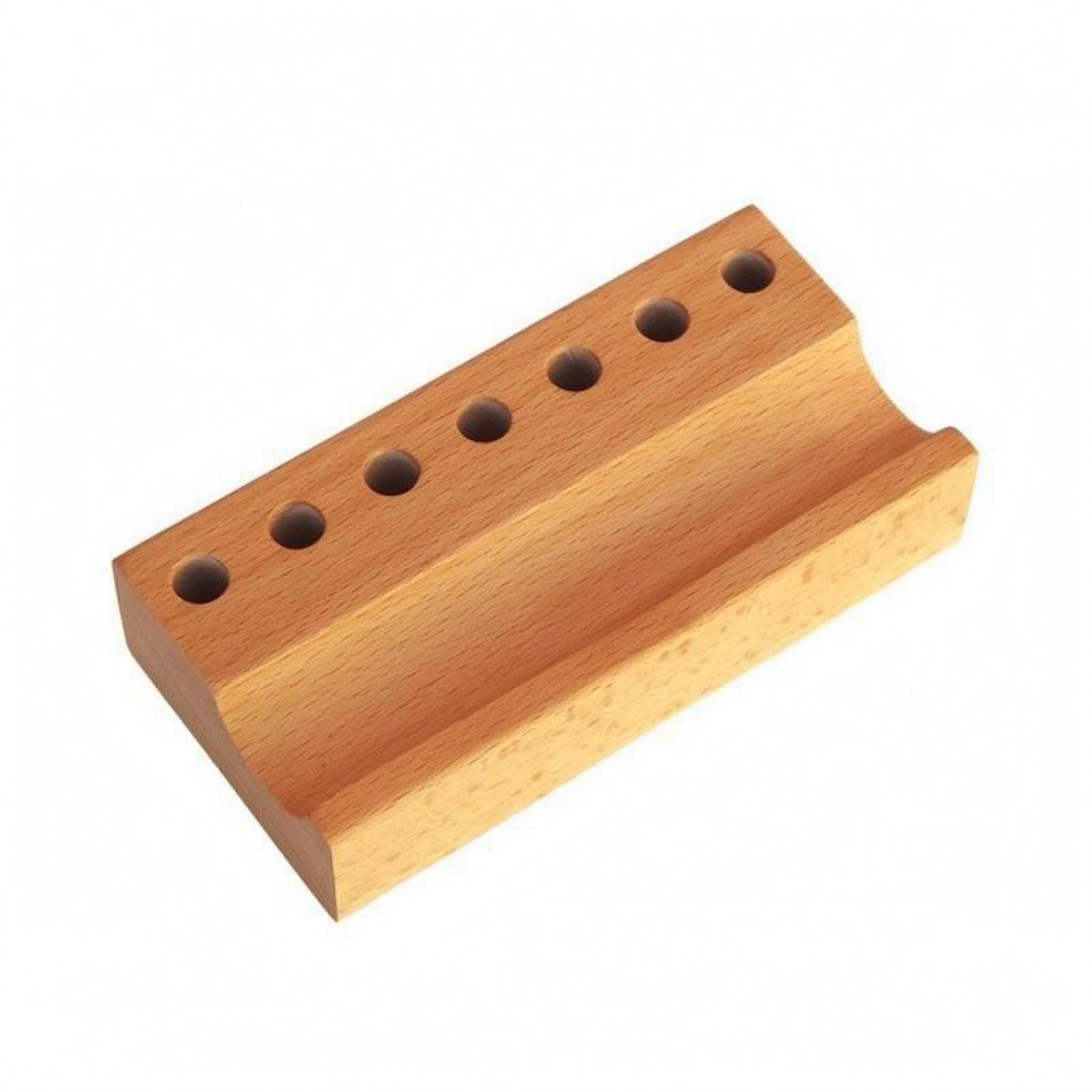 CALANDIS Wooden Writing Instrument Holder Stand Recessed Groove Wooden Pen Display Stand Round Holes Desk Accessory Short 3-6.5-12.7cm Beech-image-40