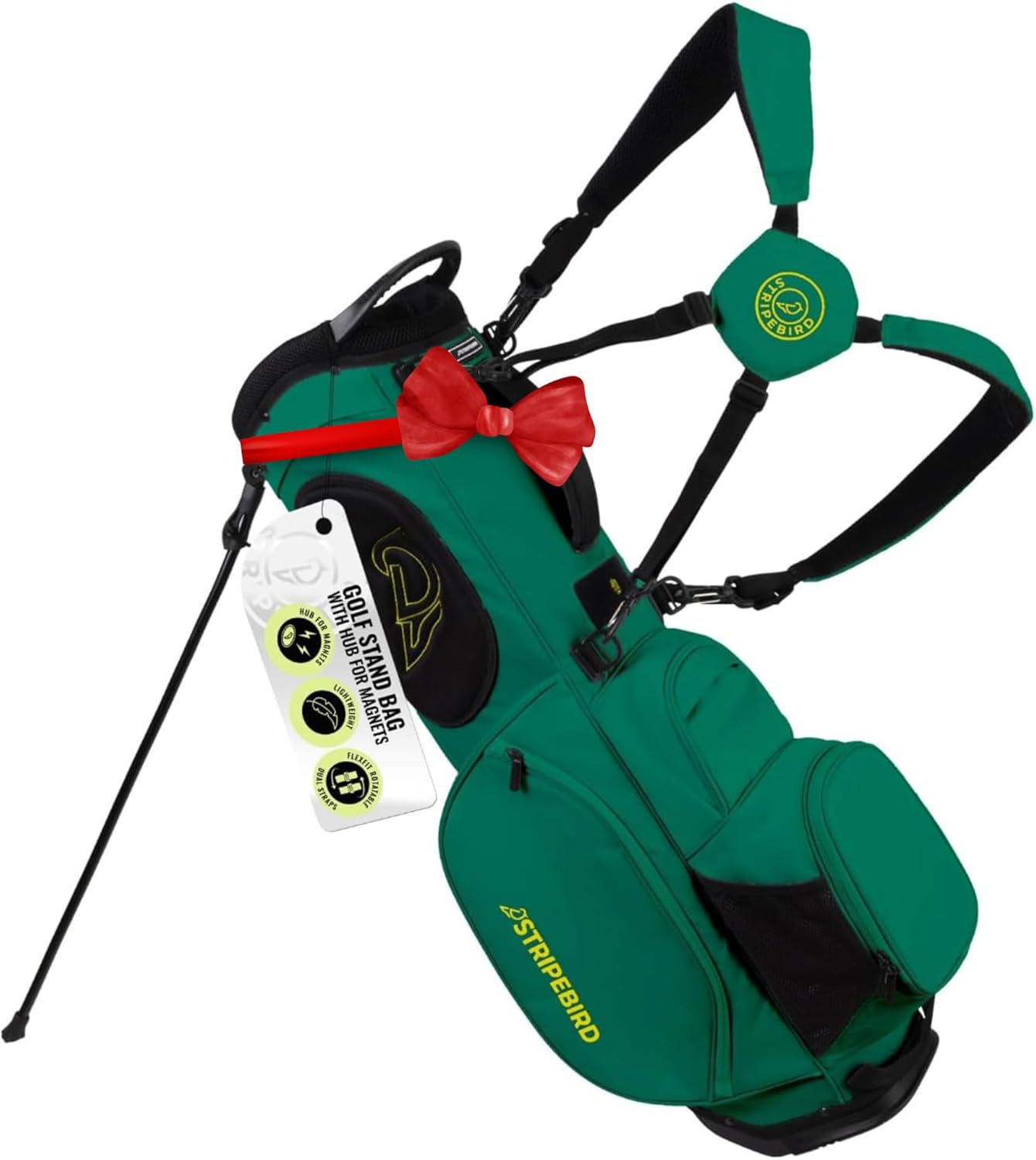 Golf Stand Bag with Hub for Magnets - 4 Way Full-Length Dividers Golf Club Bag - Flexfit Rotatable & Adjustable Dual Straps - Lightweight Golf Bag Stand - Golf Bags for Men