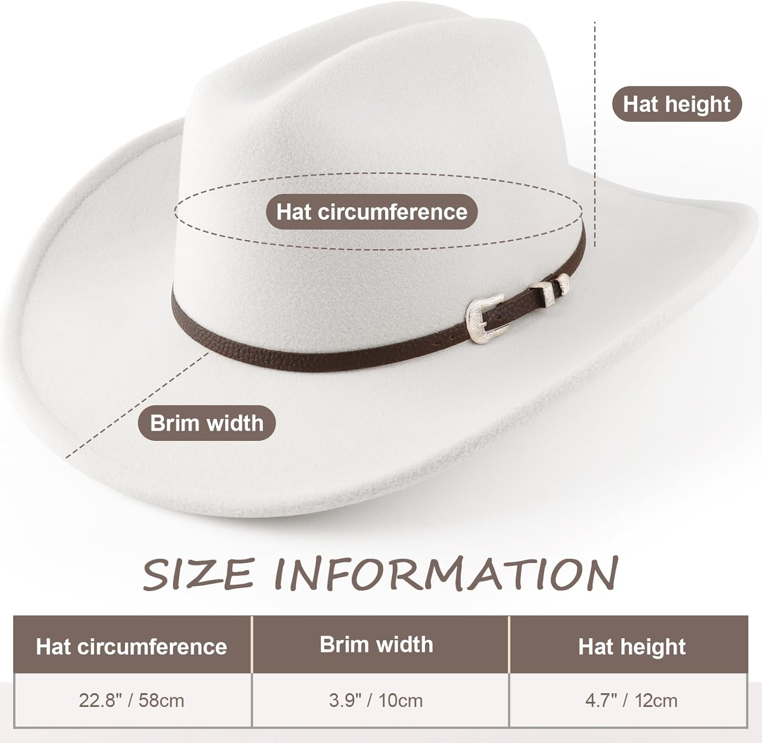 DRESHOW Cowboy Hat for Women and Men Classic Felt Western Hat for Cowboys Cowgirls Wide Brim Belt Buckle Retro Fedora Hats - Image 4