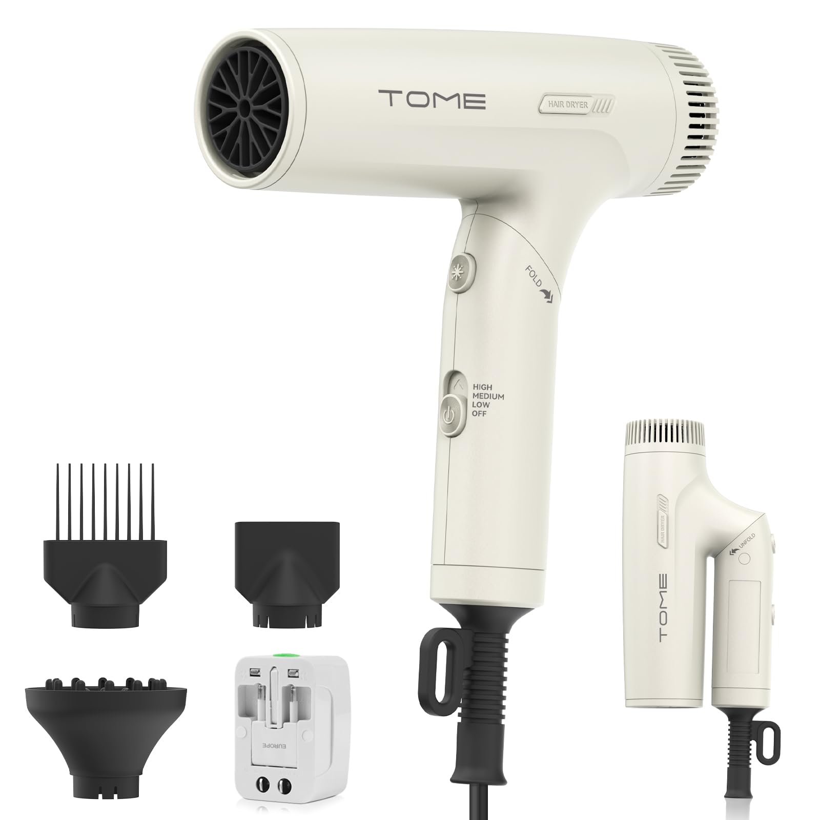 Amazon.com : TOME Dual Voltage Travel Hair Dryer, Foldable Blow