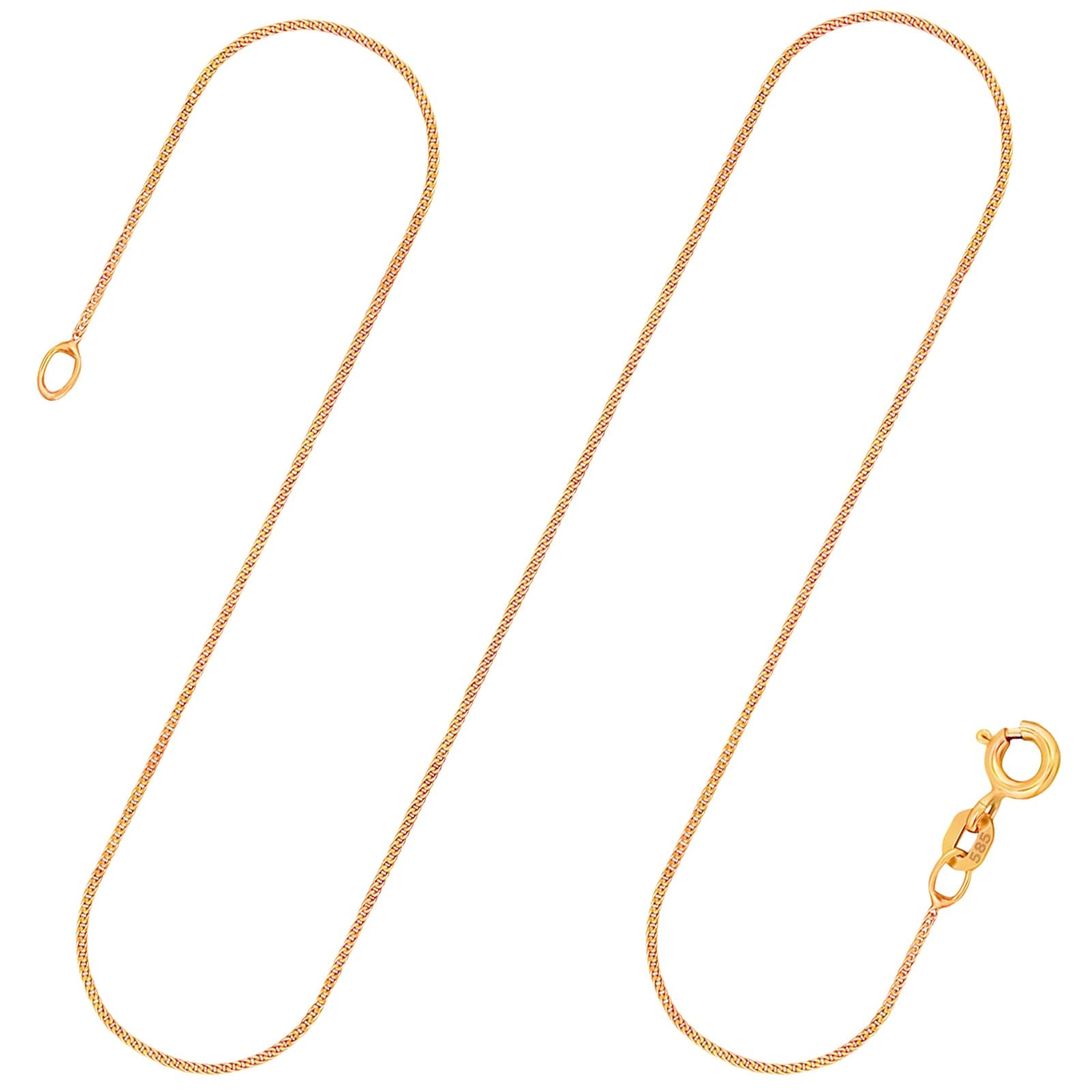 EDELIND 18K 14K 9K 8K Oro Amarillo Cadena barbada plana fina 1.1 mm para Mujer Niña De 34 a 90 cm Collar Unisex de Oro macizo con Caja de Regalo de Joyería