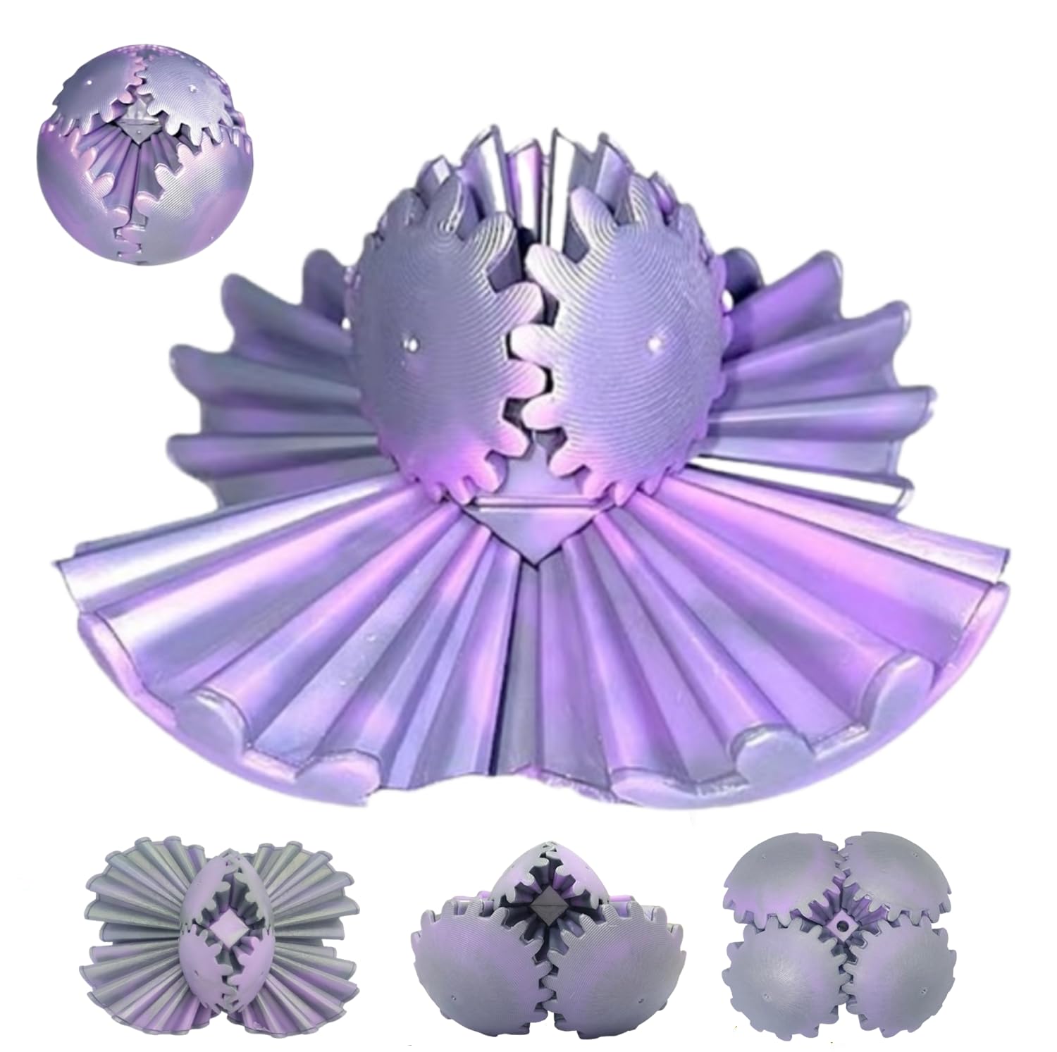 3D Printed Rotating Gear Ball, 3D Printed Stress Relief Toy, Stress Balls for Adults and Kids Gear Sphere Fidget Toys