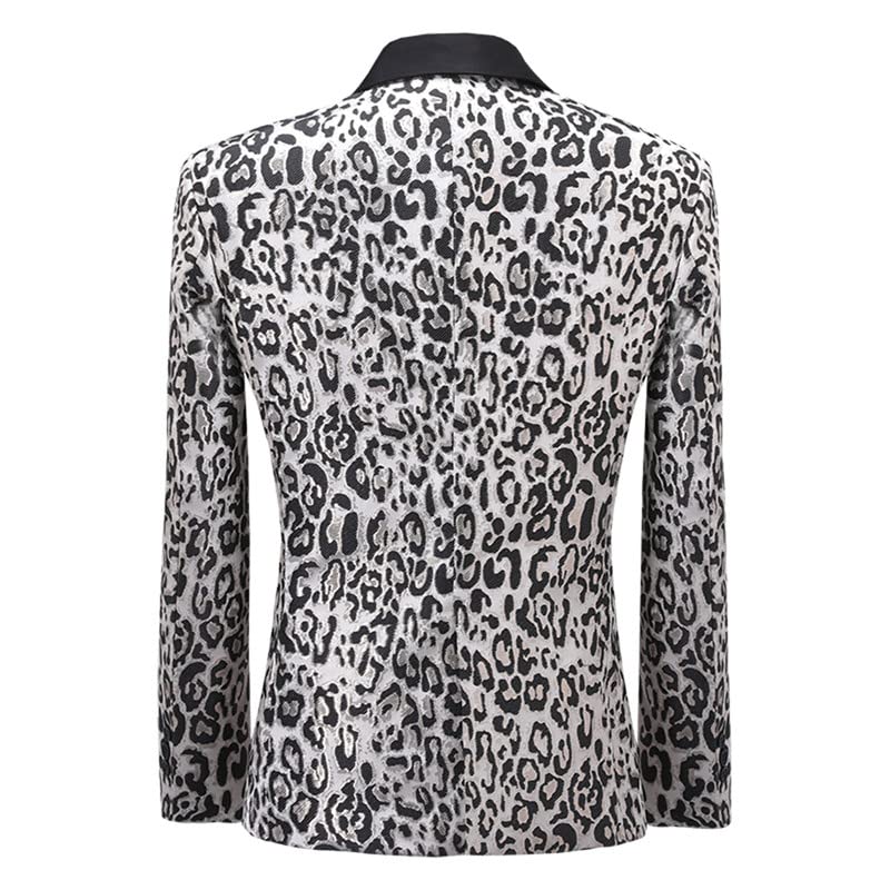 Image of Men's Blazers Leopard Print Notched Lapel Suits Slim Fit Sequins Tuxedo Stylish Sport Coats Jackets