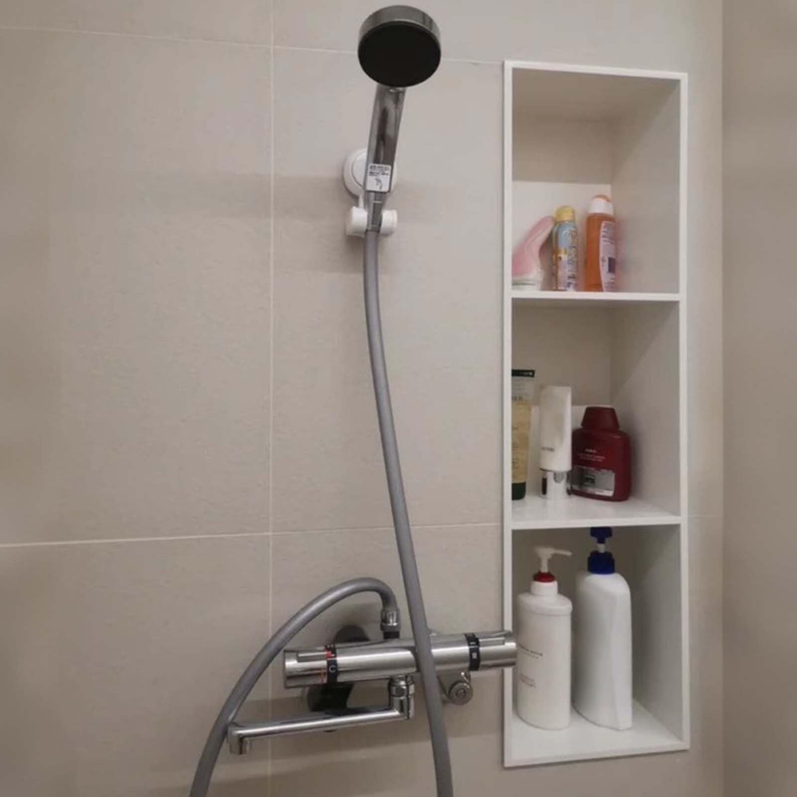 jianghinice Shower Niche with Drainage White Stainless Steel Wall Shelf Organizer Waterproof Recessed Insert Storage Shower Caddy No