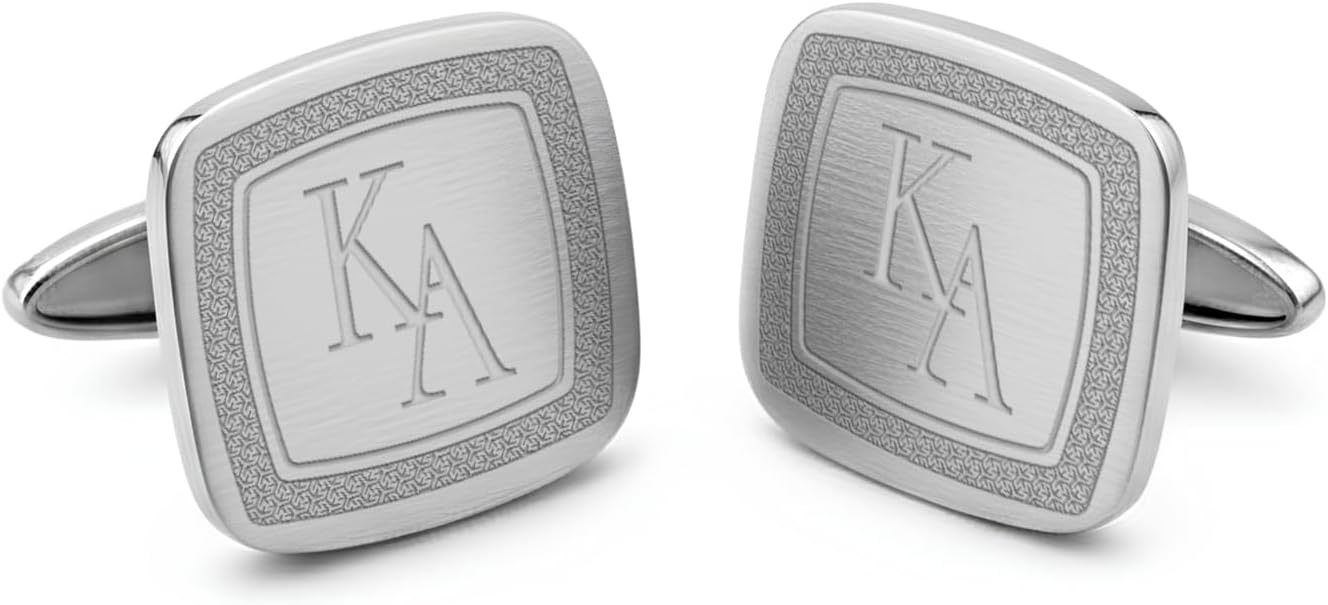 Silver personalized cufflinks - Custom cufflinks gift for Him - Engraved initials cuff links for Men - Groom Wedding Cuff links