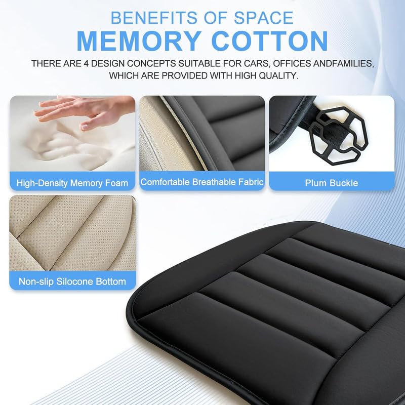 Image of Auto Oprema Car Seat Cushion with Lumbar Support Pillow: Enhanced Comfort Memory Foam Design for Pain Relief, Ideal for Drivers and Office Use - Ergonomic Lumbar Comfort for Long Sitting - Black
