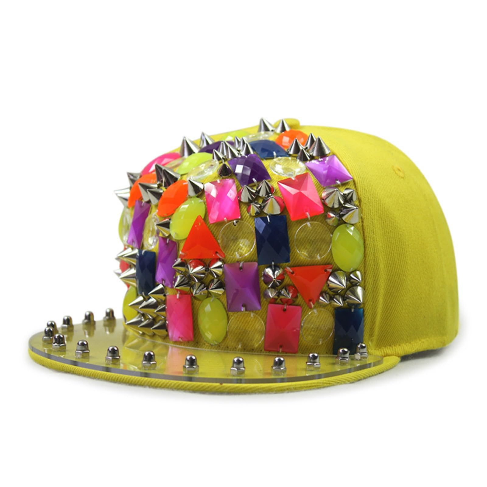 Cappellino da Baseball Punk Hip Hop Cappello da Strada con Visiera Piatta Cappellino da Baseball Cappellino Piatto Hip Hop Cappelli da Sole, Yellow, One Size