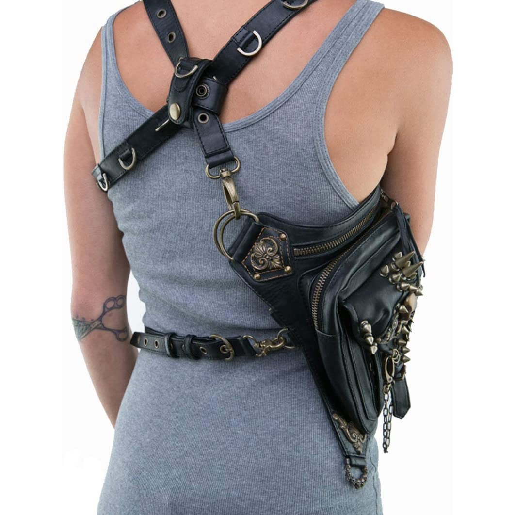 Riñonera Steampunk para Hombre y Mujer, Bolso de Hombro con Calavera gótica
