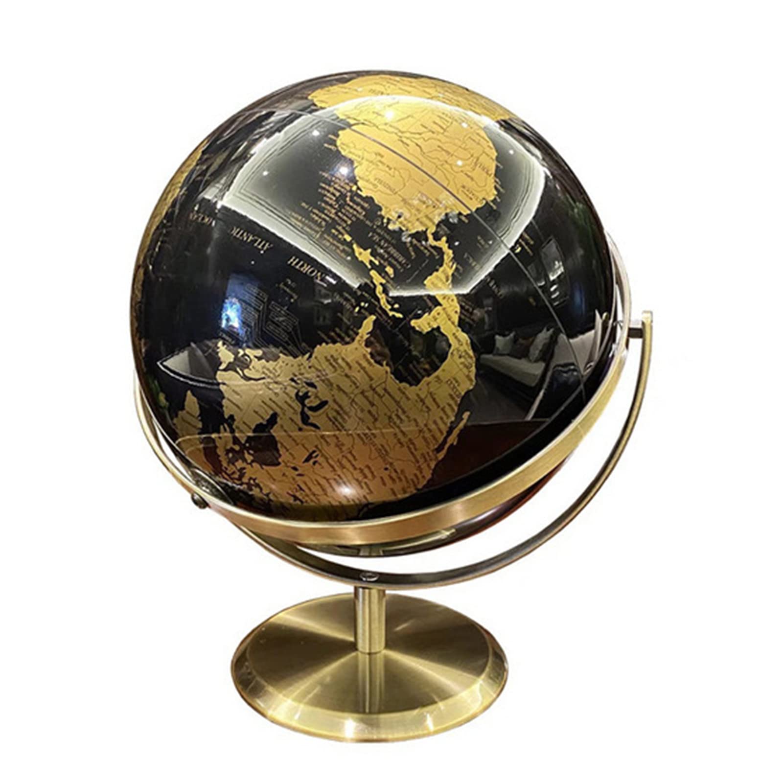 Globo terráqueo giratorio vintage dorado y negro