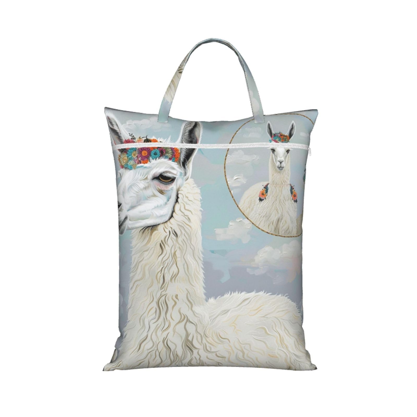 Large Travel Laundry Bags,Llama Print with Handle Foldable Laundry Bag for Holidays Gym Swimming and Family Trips, 1Pcs