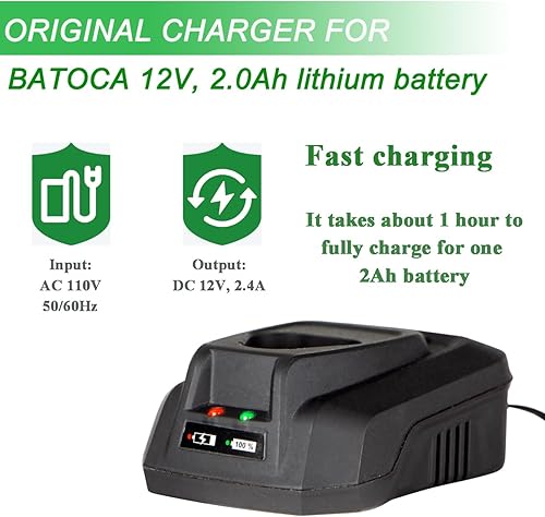 Miniatura 2 de BATOCA Cargador de batería de 12 V para batería de iones de litio tipo A, carga rápida (batería no incluida, solo 1 cargador)