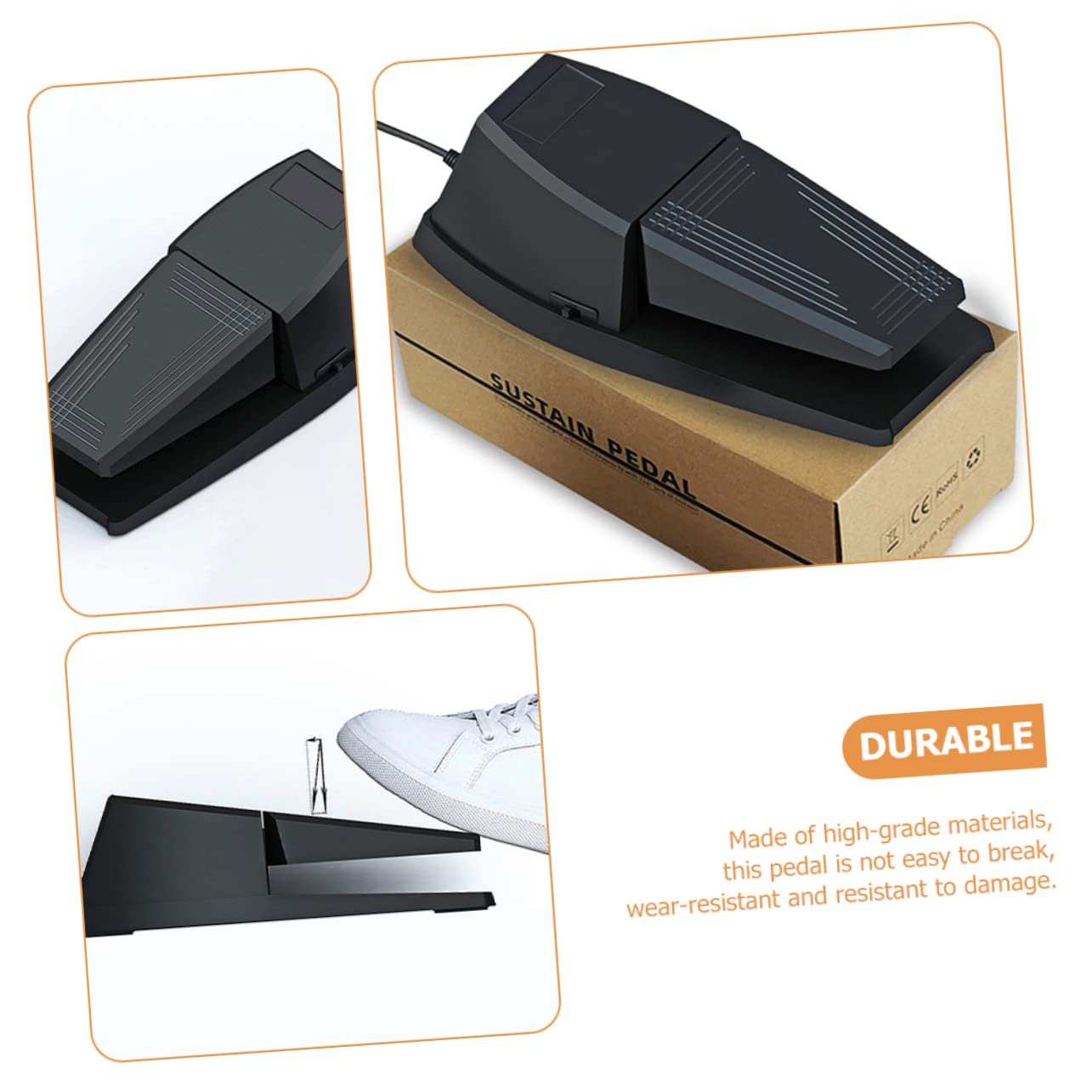 Pedal de sostenimiento de piano multiusos, pedal de amortiguador resistente para pianos digitales, accesorio de teclado portátil con bajo ruido para sintetizadores midi e instrumentos electrónicos