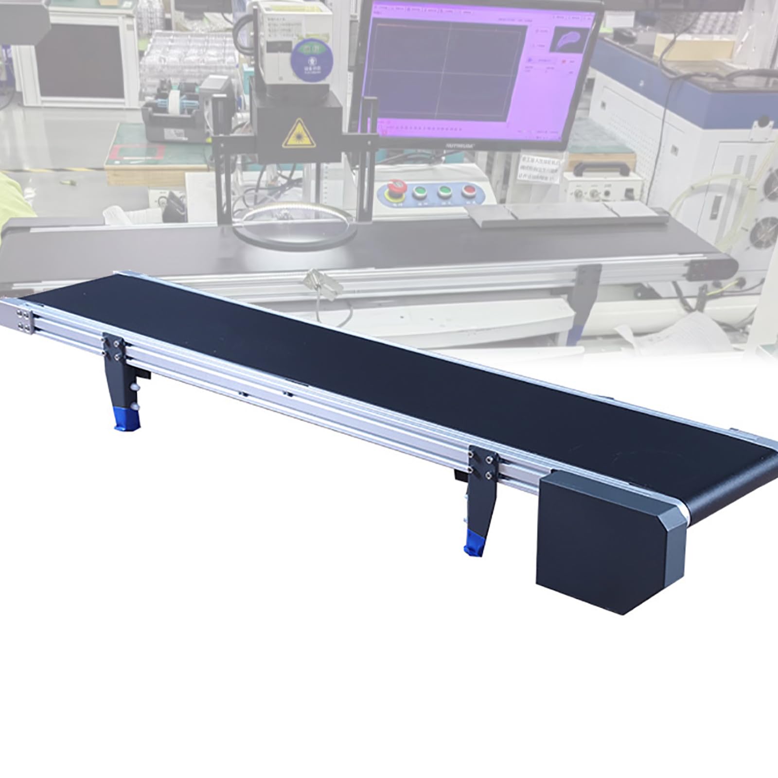 Cinta transportadora de escritorio regulable de 100 x 1200 mm para envasado y procesamiento