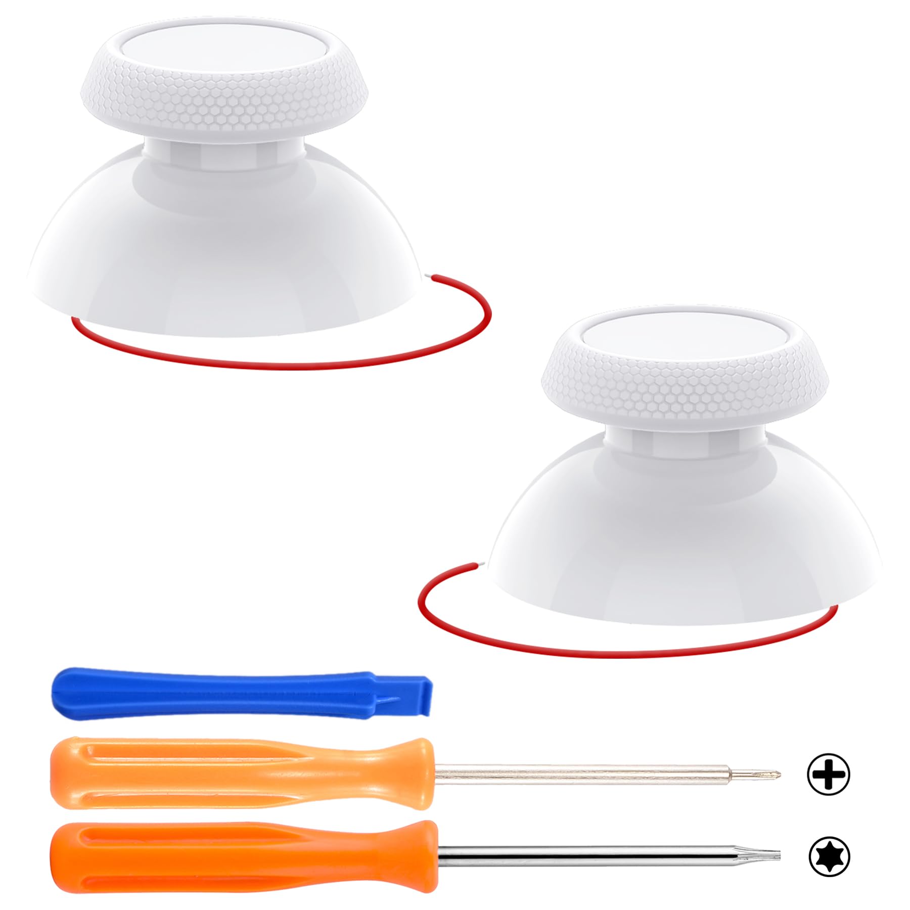 eXtremeRate Replacement Thumbsticks for Steam Deck LCD, Custom Analog Stick Joystick Repair Kit for Steam Deck OLED Handheld Console with Original Touch Sensing, Anti-Slip Texture Grip - Frosted White - 2