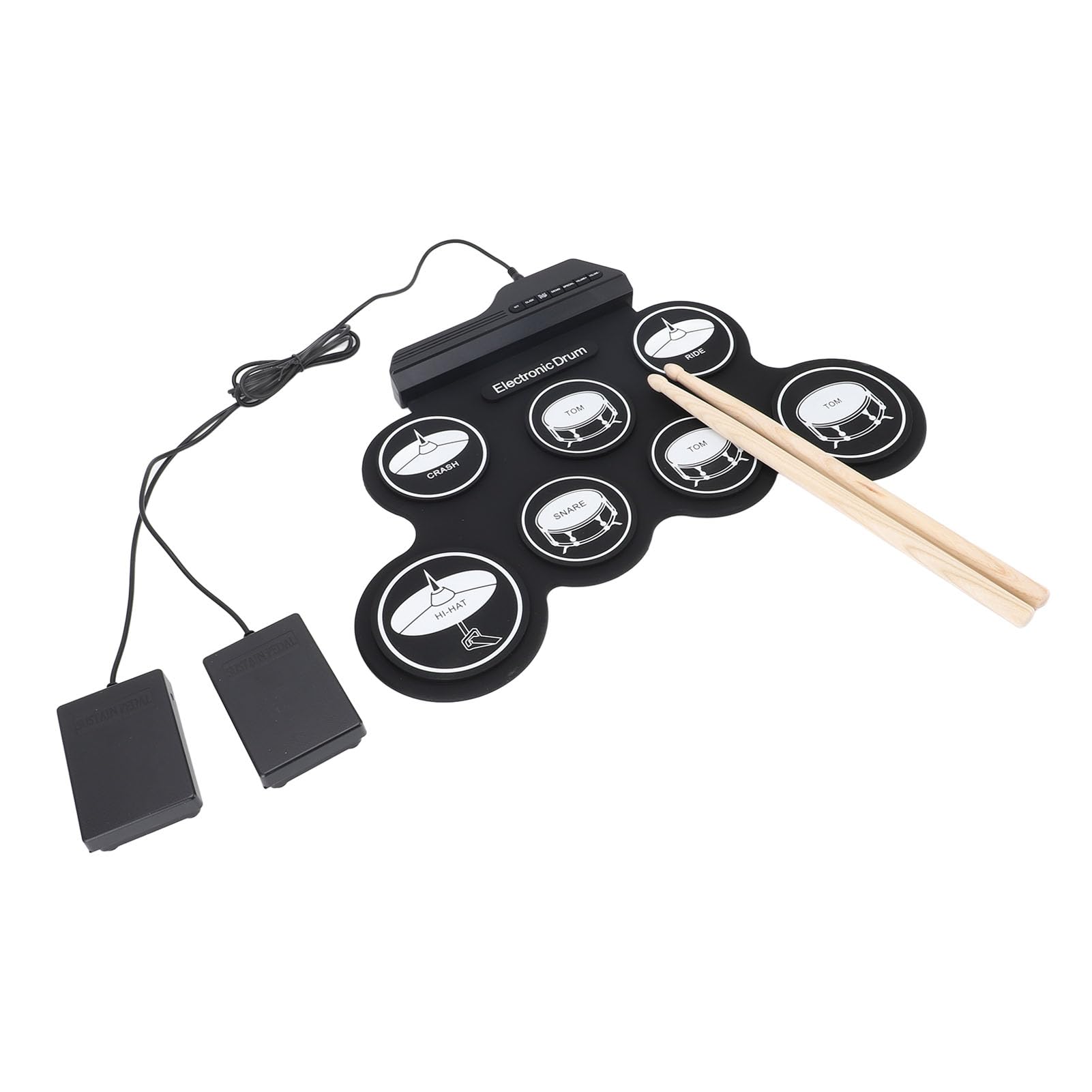 Generic Przenośny Elektroniczny Pad Perkusyjny USB z realistyczną jakością Dźwięku dla Początkujących, Elektroniczny Zestaw Perkusyjny dla Miłośników Popu, Rocka i Muzyki Latynoskiej, ABS, Silikon,
