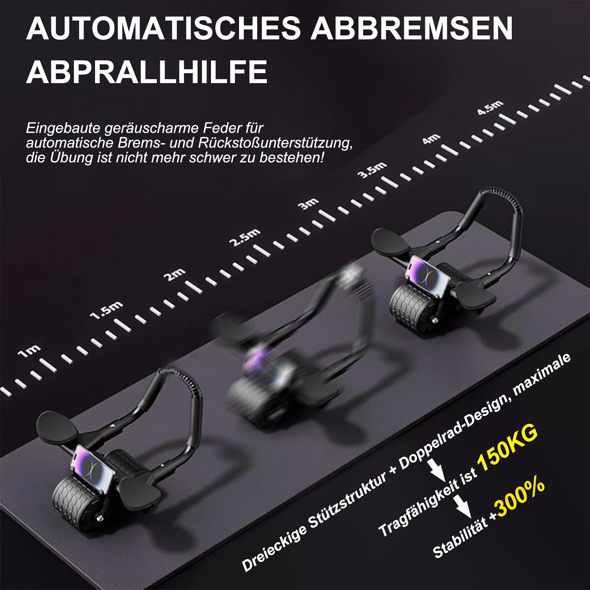 Bauchroller Ab Roller Bauchtrainer für Zuhause mit Ellbogenunterstützung, Automatische Rebound Bauchroller Bauchmuskeltrainer Roller, Bauchmuskeltraining Fitnessgeräte für Zuhause für Männer Frauen