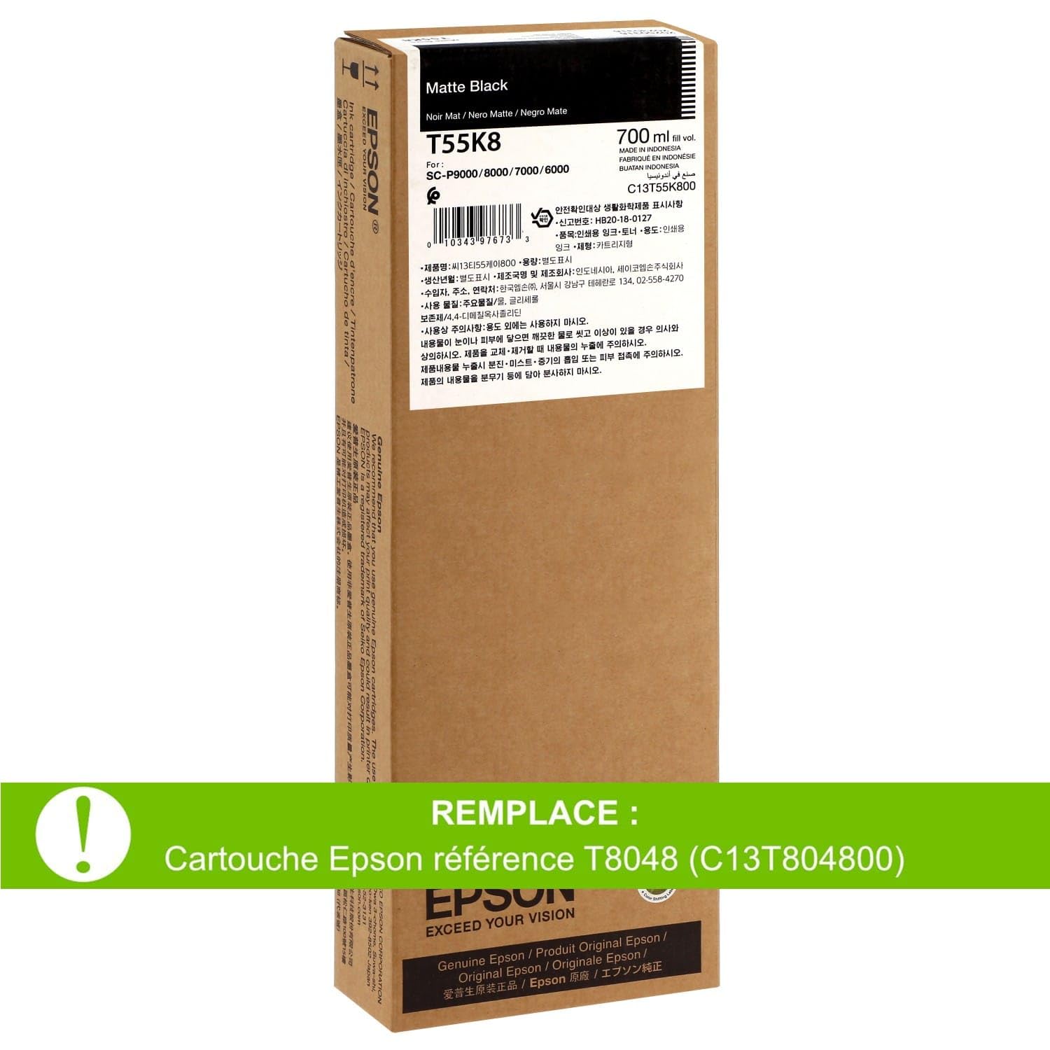Epson ULTRACHROME HD MATTE BLACK INK 700ML Model T55K800