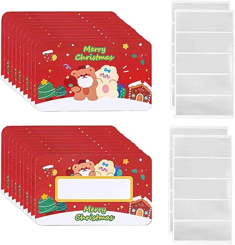 BIIVSOV 20 tarjetas de Navidad para rascar, tarjetas de lotería de Navidad con patrones de muñeco de nieve, alce, Papá Noel para suministros de