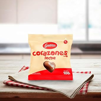 Gallito Chocolate Covered Hearts 3-Pack (300g / 10.58 oz) Traditional Costa Rica Candy and Authentic Costa Rica Food Chocolate-Coated Heart-Shaped Treats in Cream & Red Packaging for Valentines, Parties, Gifts