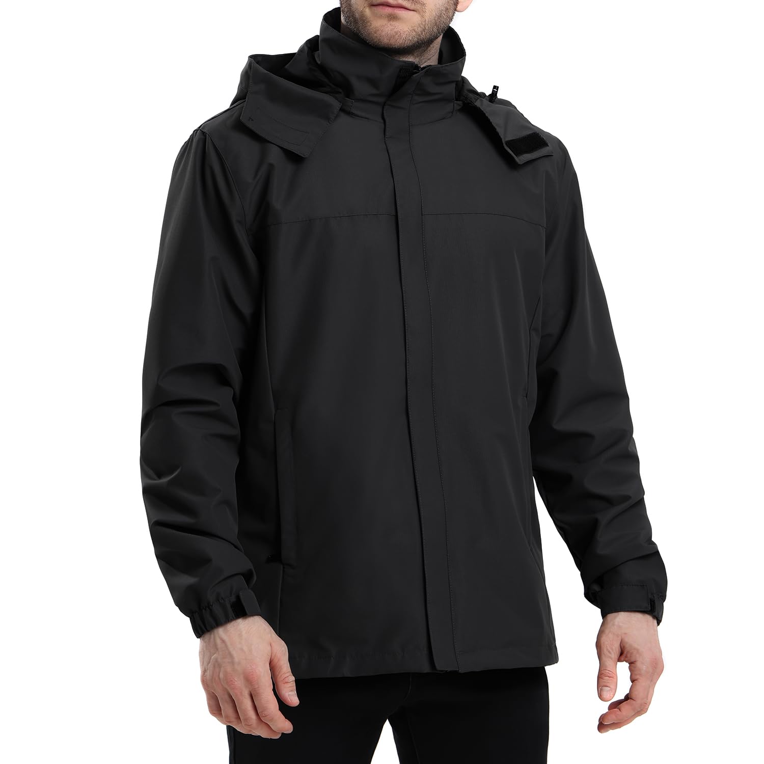 Veste de pluie homme Imperméable et respirante veste légère coupe vent homme avec capuche pour la randonnée cyclisme