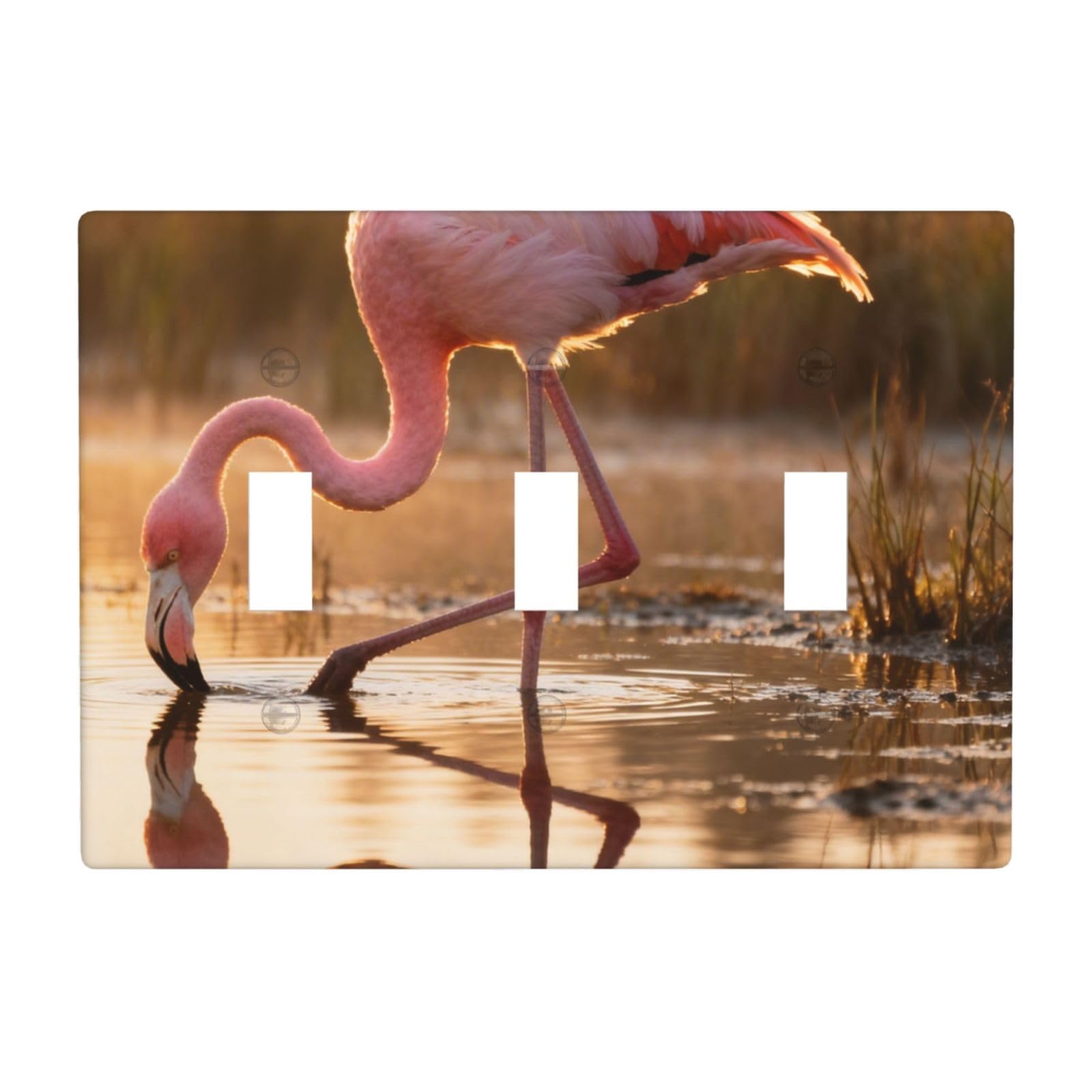 Flamingos Foraging 3 Gang Switch Plate Cover-Unbreakable Polycarbonate Wall Plate, Heat Resistant Toggle Switch Decor for Home