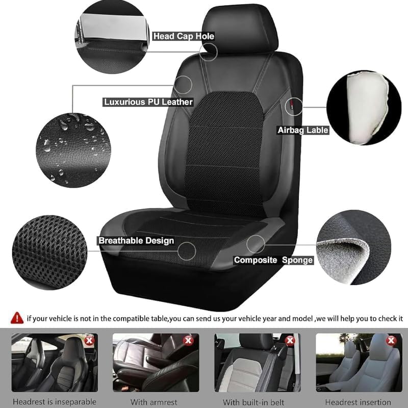 Housses de siège Suzuki Baleno II anti-tache similicuir sport pour rénover l'avant - 6