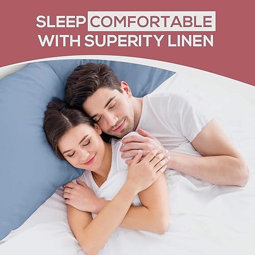 Miniatura 8 de Superity Linen Pillow Cases Queen Size - Open Enclosure - 2 Pack - 100% Soft and Comfortable Premium Cotton - Blue