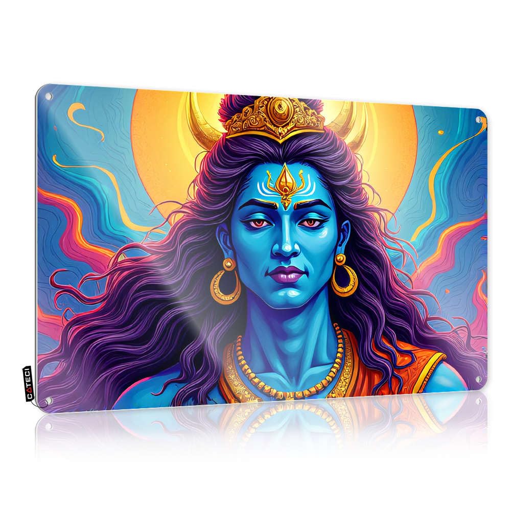 Fzfn Colour Decoration Rustic Teen Decor Custom A Vibrant Colorful Depiction Of A Deity With Long Hair Adorned - Vintage Wall Decor For Camper(20X30cm)