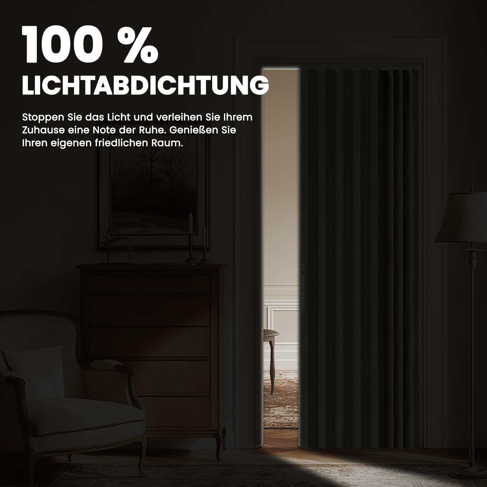 AJAZZ Rideau 100 % occultant pour porte de cuisine - Rideau magnétique avec système de rails - Pour chambre à coucher et salon - Gris - 180 x 201 cm (l x H) - 1 pièce