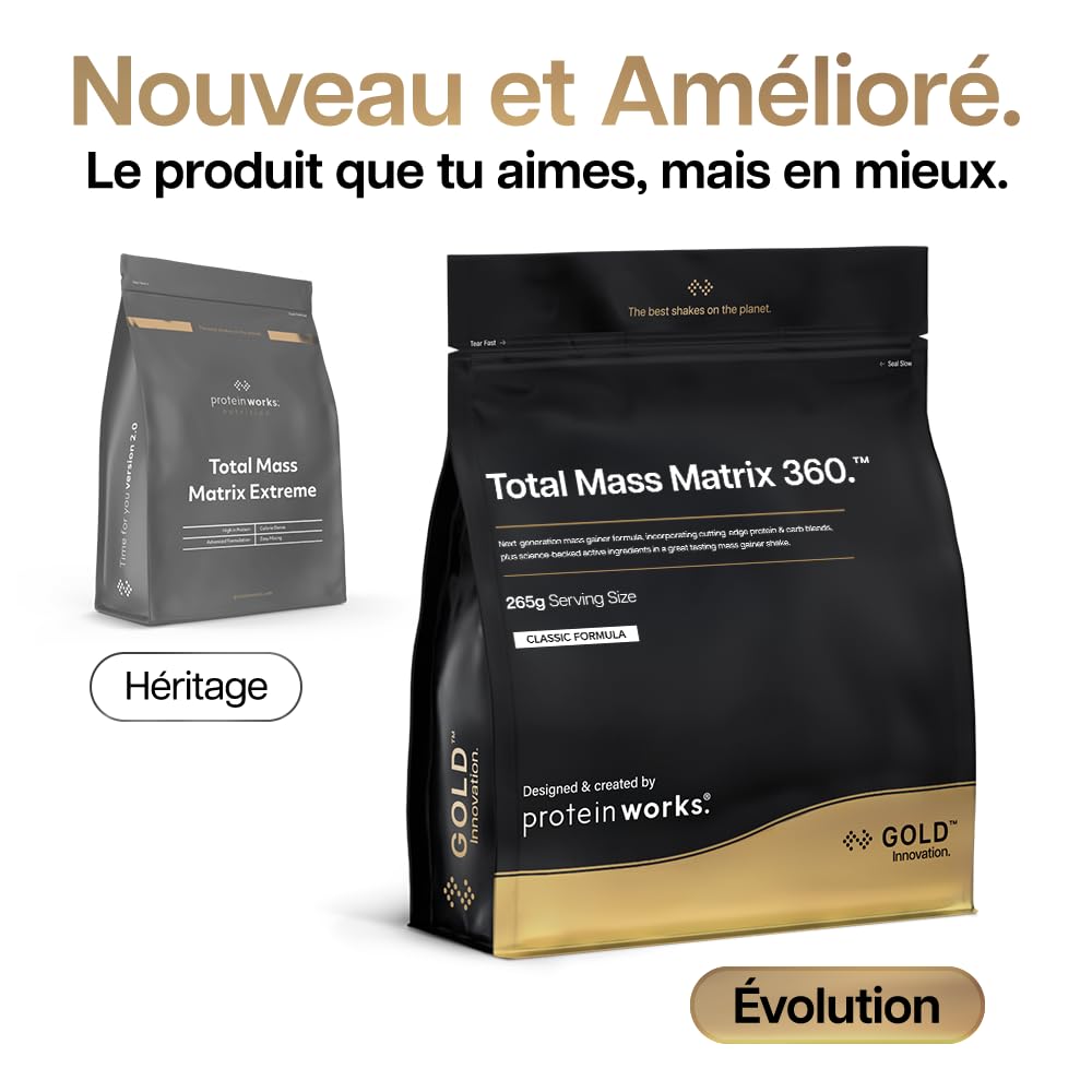 The Protein Works - Total Mass Extreme Gainer Musculation – Avec Shaker et Cuillère Doseuse Gratuite – Plus de 1000 Calories Par Portion – Chocolat Onctueux, 2kg