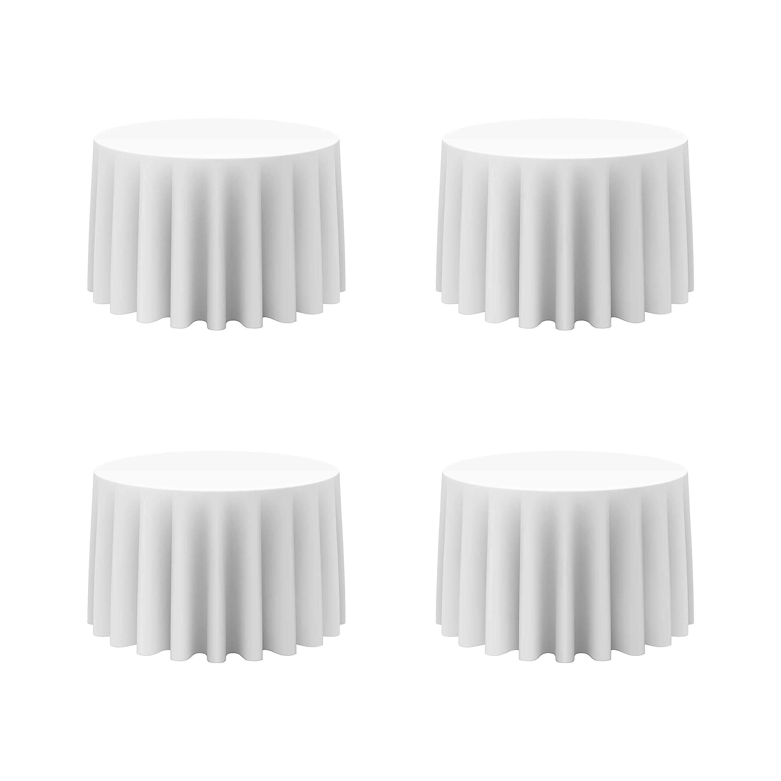 Photo 1 of BRILLMAX 4 Pack White Round Tablecloths 108 Inch for 48” Tables - 150 GSM Polyester Fabric, Floor Length Drop, Water, Stain & Wrinkle Resistant Cloth Cover for Wedding Reception Banquet Dining